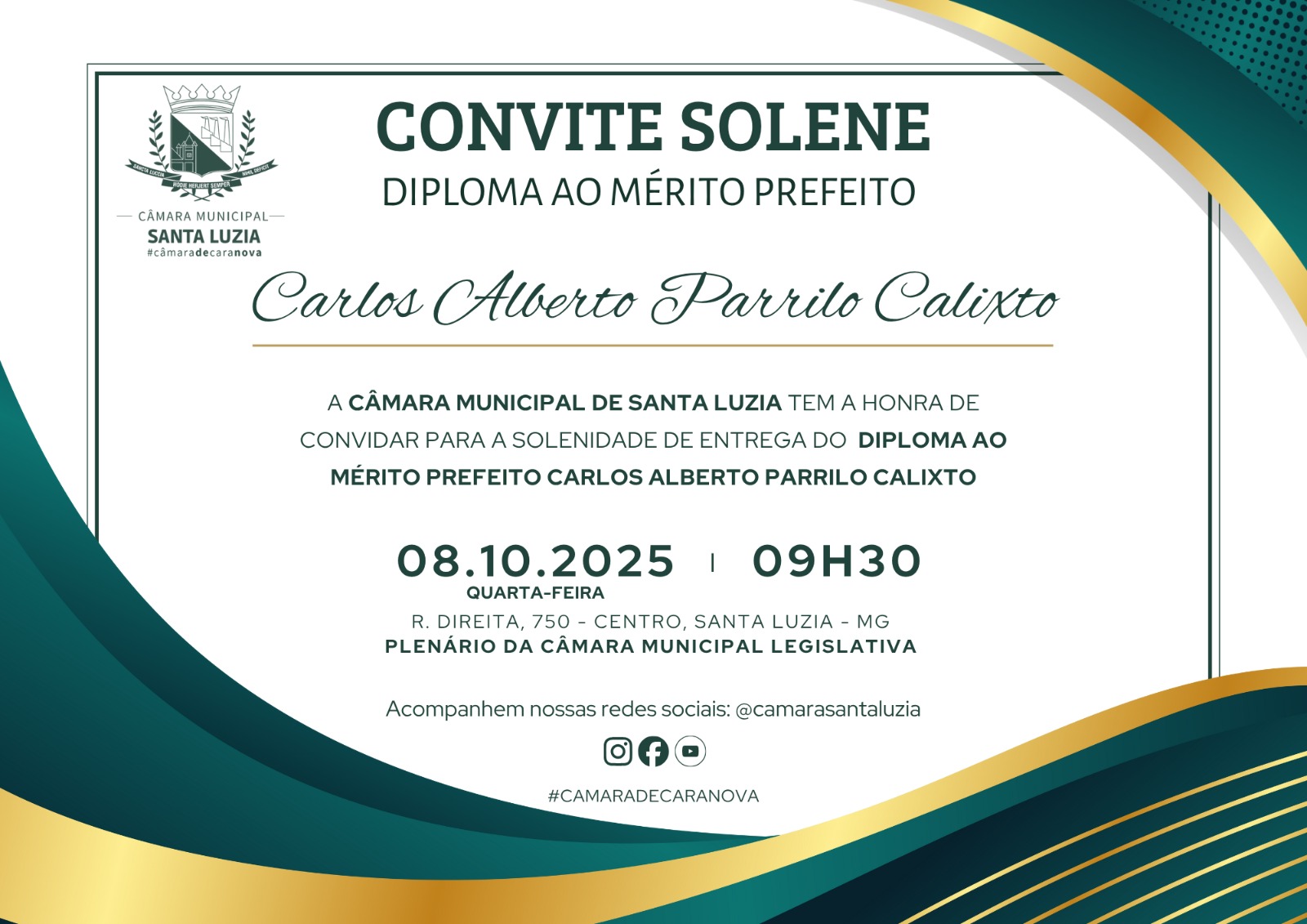 Diploma ao Mérito Prefeito Carlos Alberto Parrilo Calixto