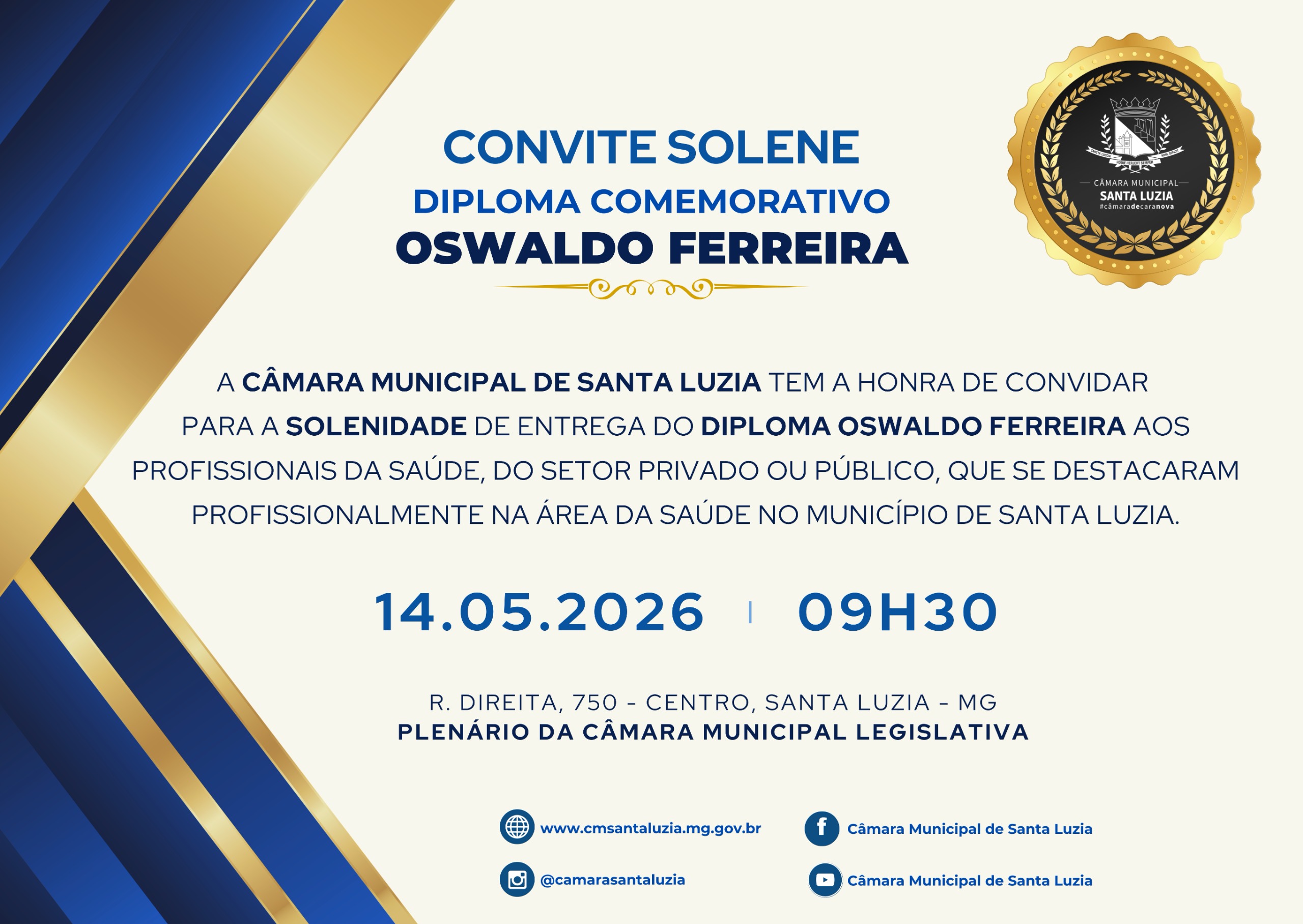 Convite Solene Diploma Comemorativo Osvaldo Ferreira