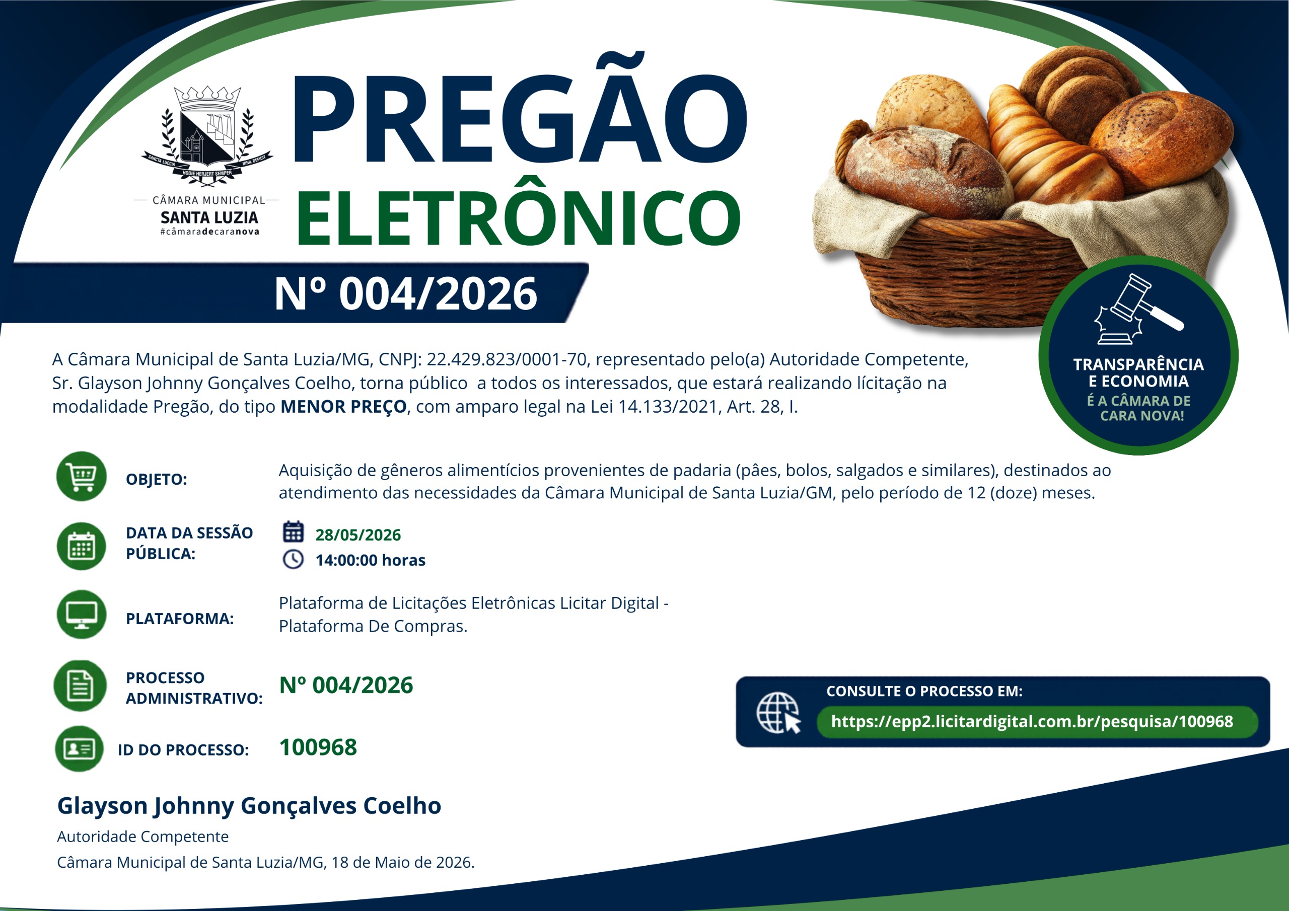 Imagem da notícia: Pregão Eletrônico nº 004/2026